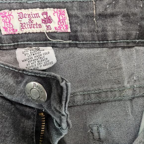 Denim & Rivets Y2K Charcoal Jeans Women's 20 Stretch 34x29" Glitter Side Stripe - Picture 3 of 10